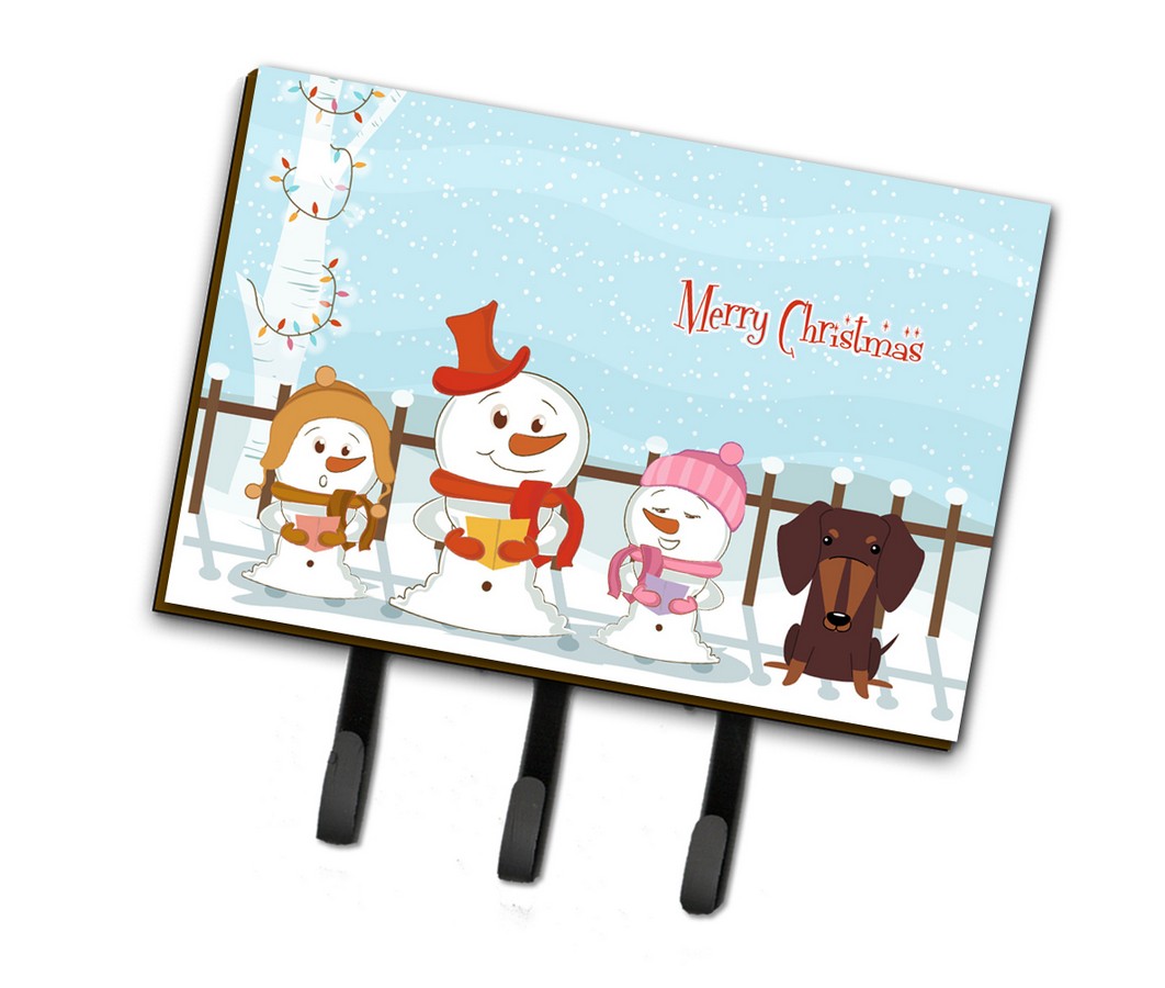 BB2462TH68 Merry Christmas Carolers Dachshund Chocolate Leash or Key Holder
