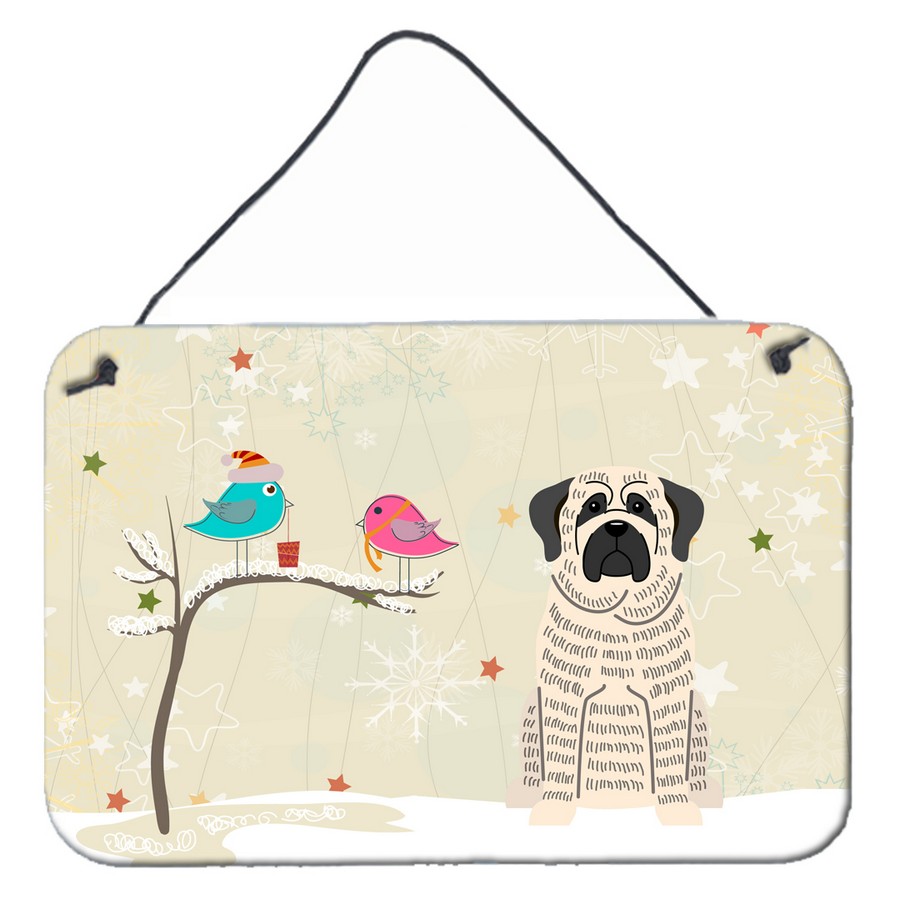 BB2488DS812 Christmas Presents Between Friends Mastiff Brindle White Wall or Door Hanging Prints
