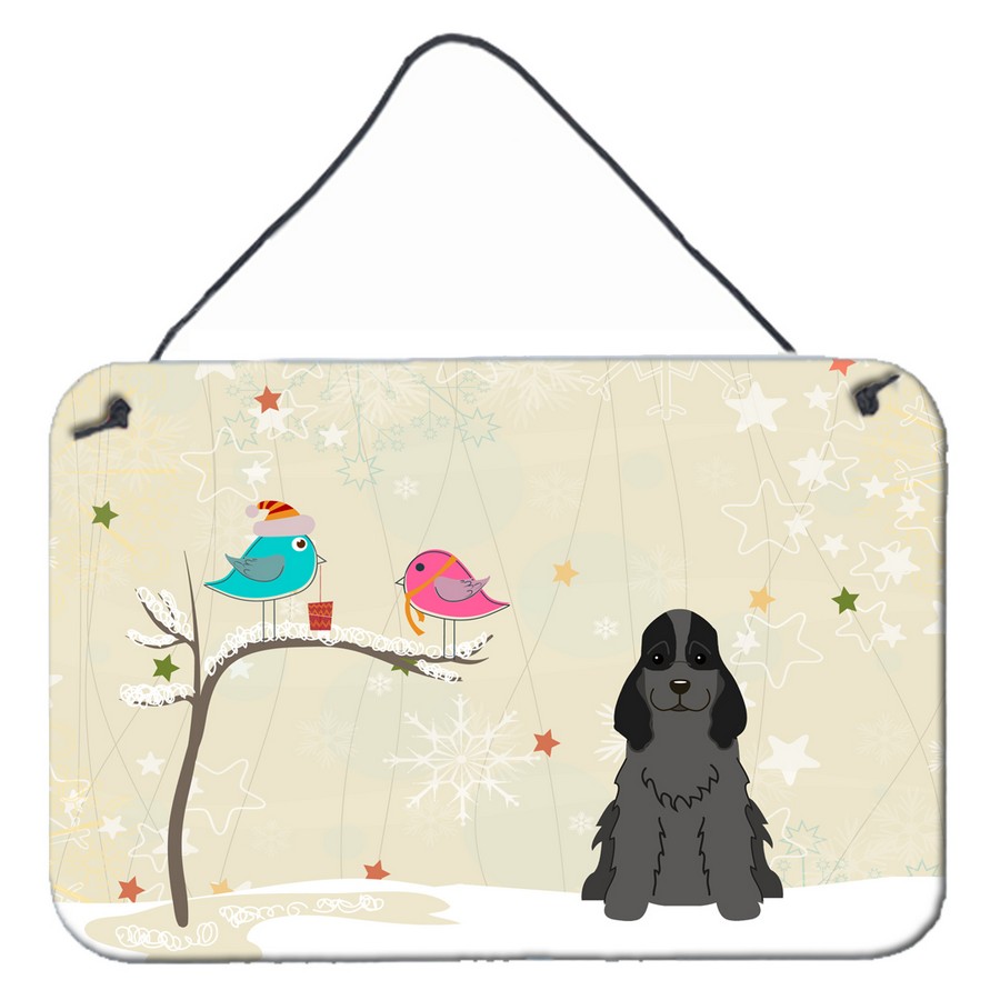 BB2564DS812 Christmas Presents Between Friends Cocker Spaniel Black Wall or Door Hanging Prints