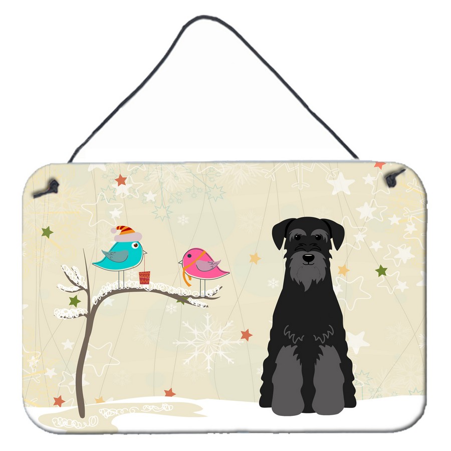 BB2504DS812 Christmas Presents Between Friends Standard Schnauzer Black Wall or Door Hanging Prints