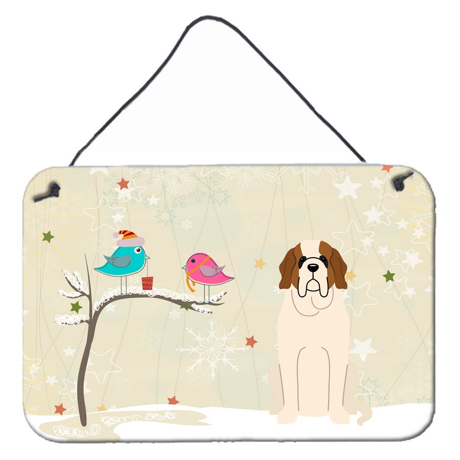 Christmas Presents Between Friends Saint Bernard Wall or Door Hanging Prints