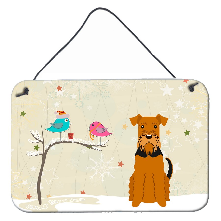 Picture of Carolines Treasures BB2513DS812 Christmas Presents Between Friends Airedale Wall or Door Hanging Prints