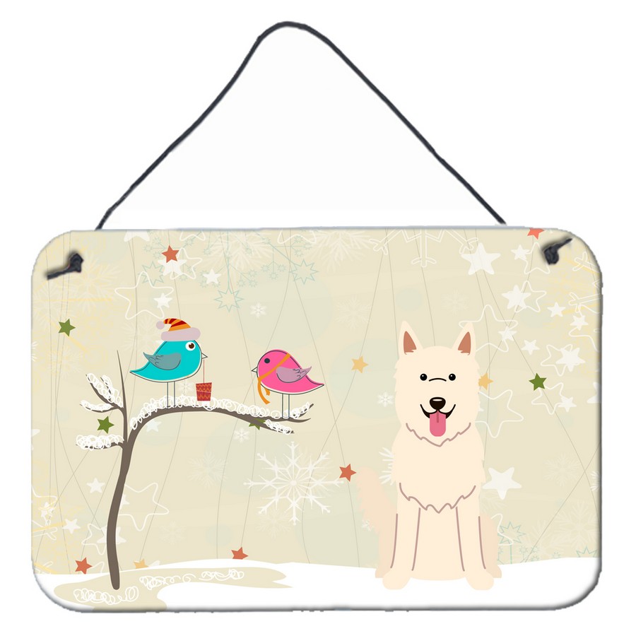 BB2517DS812 Christmas Presents Between Friends White German Shepherd Wall or Door Hanging Prints
