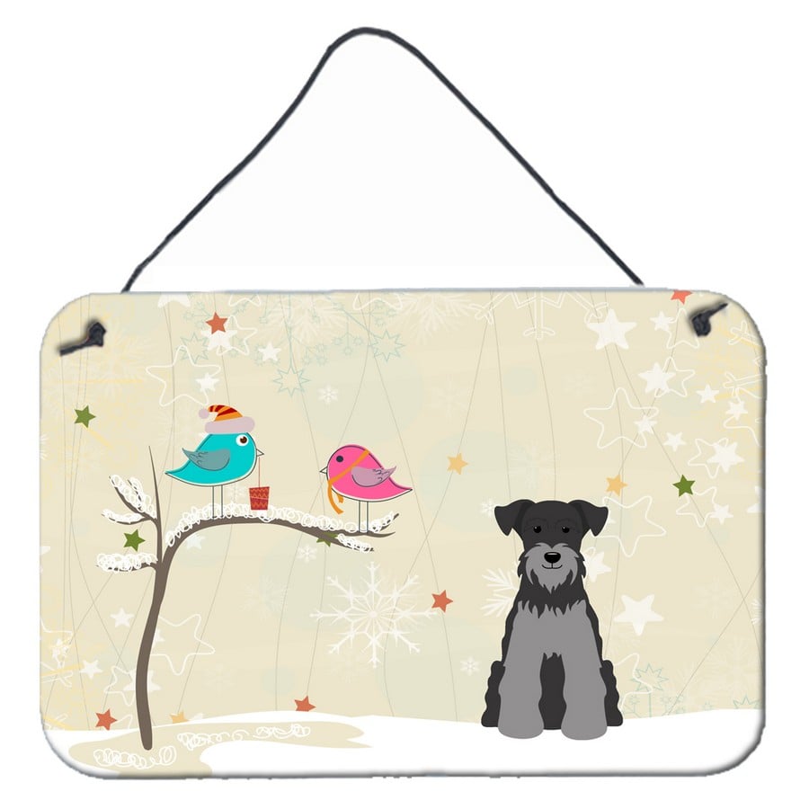 BB2524DS812 Christmas Presents Between Friends Miniature Schanuzer Black & Silver Wall or Door Hanging Prints