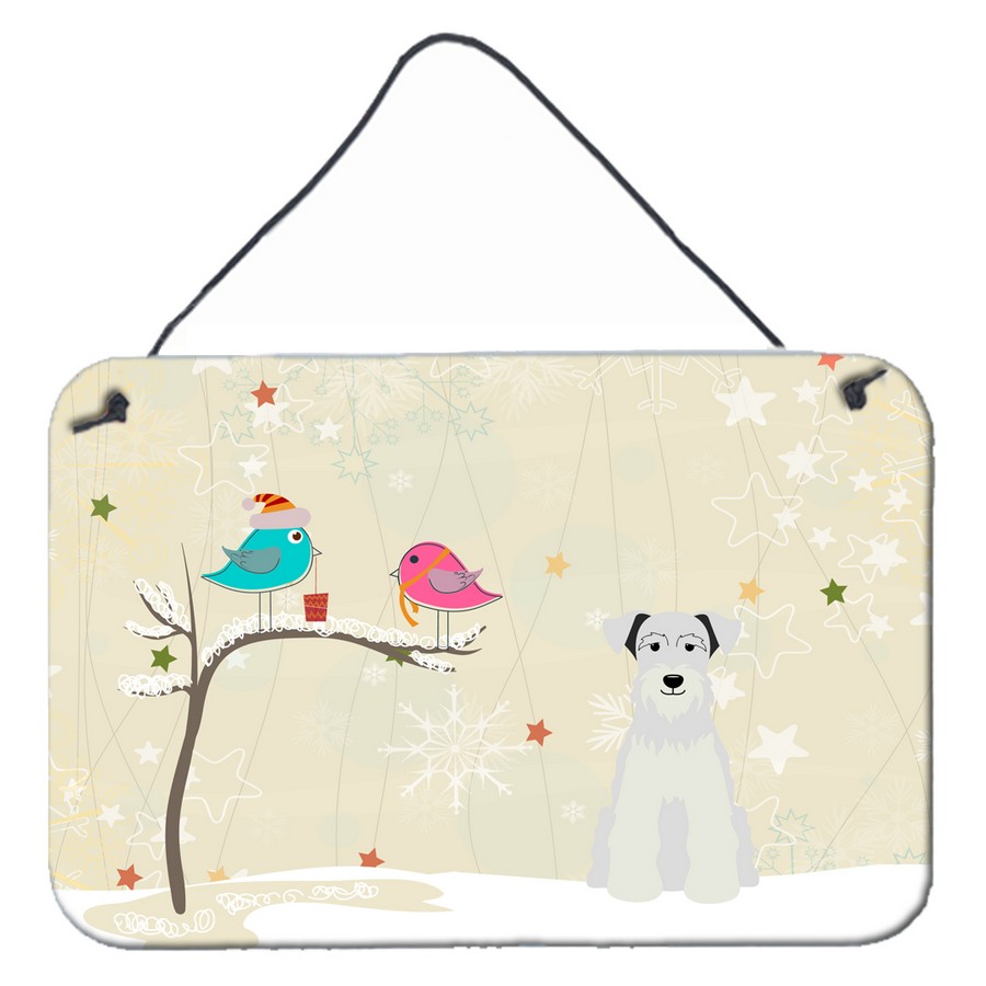 BB2525DS812 Christmas Presents Between Friends Miniature Schanuzer White Wall or Door Hanging Prints