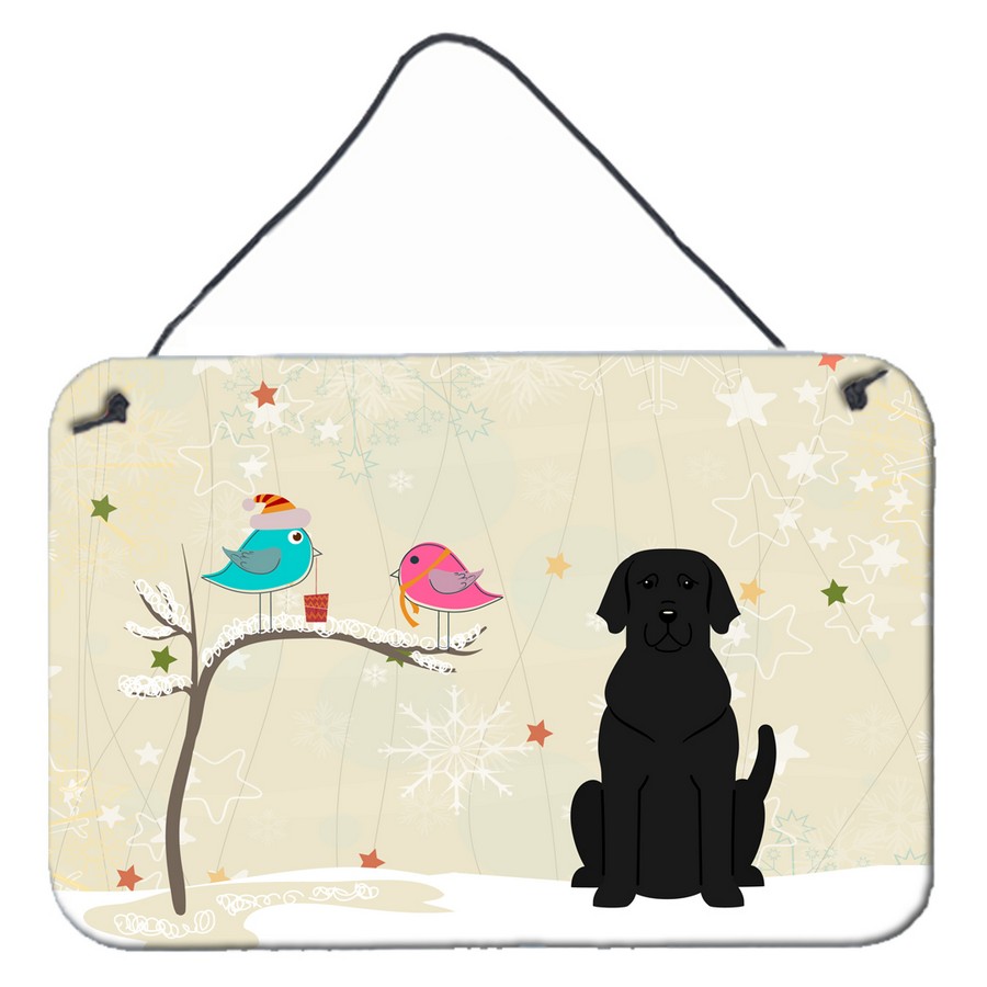 Christmas Presents Between Friends Black Labrador Wall or Door Hanging Prints - Black - 8in. H x 0.03in. W x 12in. L