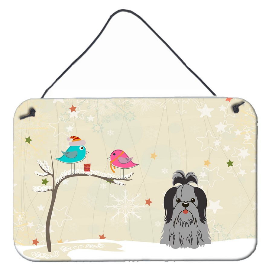 BB2561DS812 Christmas Presents Between Friends Shih Tzu Black & Silver Wall or Door Hanging Prints
