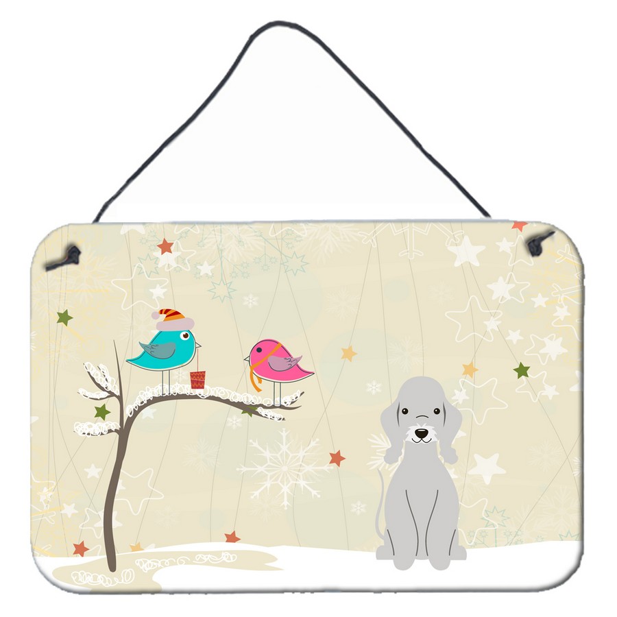 BB2562DS812 Christmas Presents Between Friends Bedlington Terrier Blue Wall or Door Hanging Prints