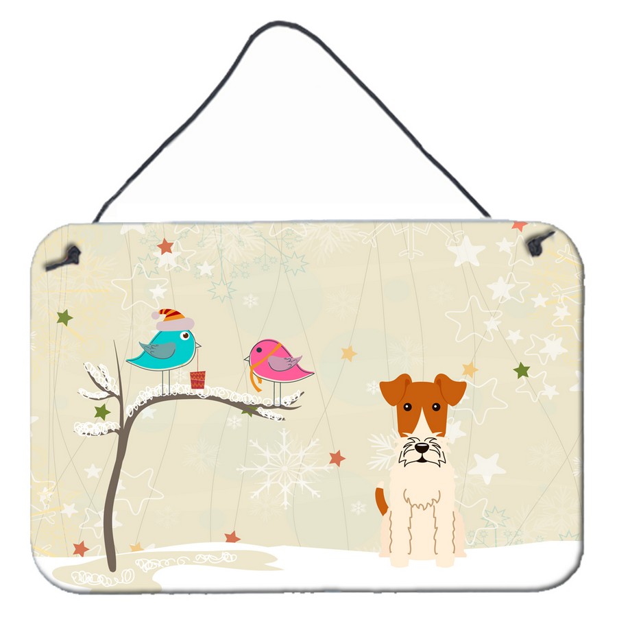 Christmas Presents Between Friends Wire Fox Terrier Wall or Door Hanging Prints