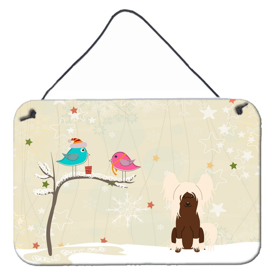 BB2585DS812 Christmas Presents Between Friends Chinese Crested Cream Wall or Door Hanging Prints