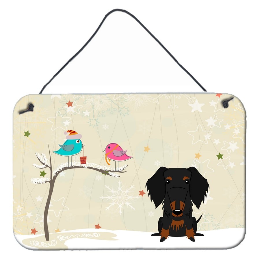 BB2599DS812 Christmas Presents Between Friends Wire Haired Dachshund Black & Tan Wall or Door Hanging Prints
