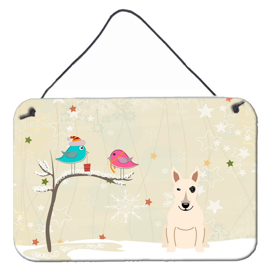 Christmas Presents Between Friends Bull Terrier White Wall or Door Hanging Prints