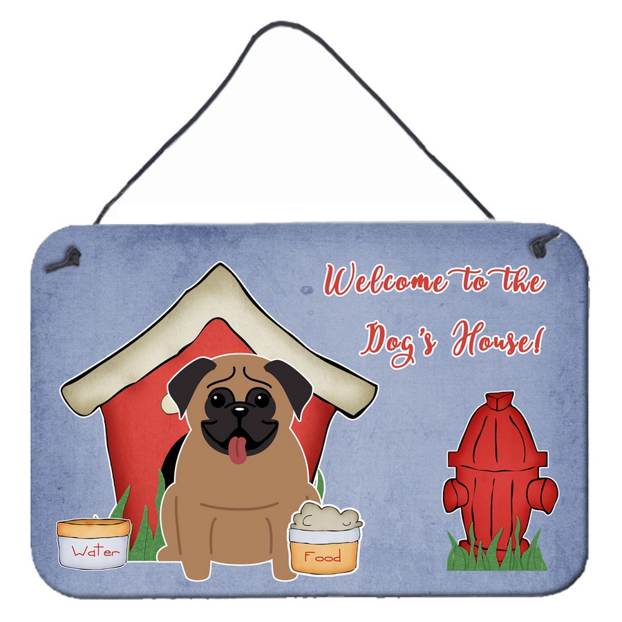Dog House Collection Pug Brown Wall or Door Hanging Prints