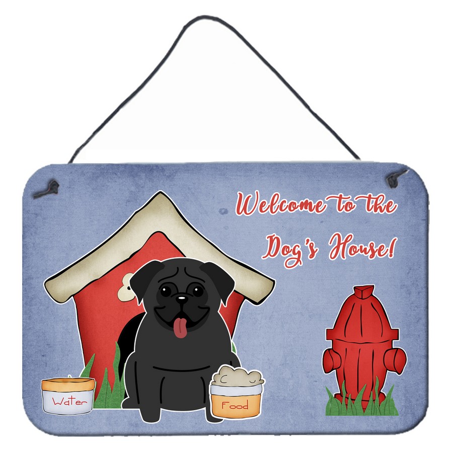 Dog House Collection Pug Black Wall or Door Hanging Prints