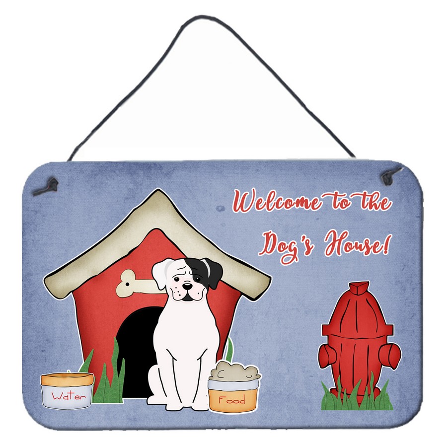 Dog House Collection White Boxer Cooper Wall or Door Hanging Prints