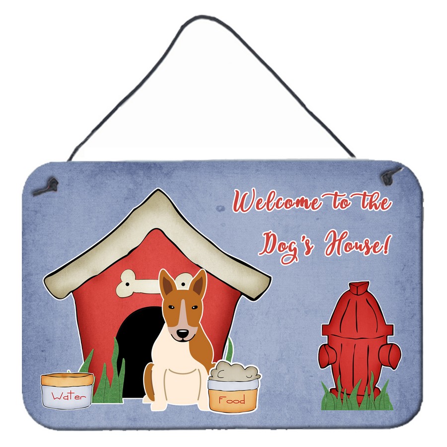 Dog House Collection Bull Terrier Red & White Wall or Door Hanging Prints