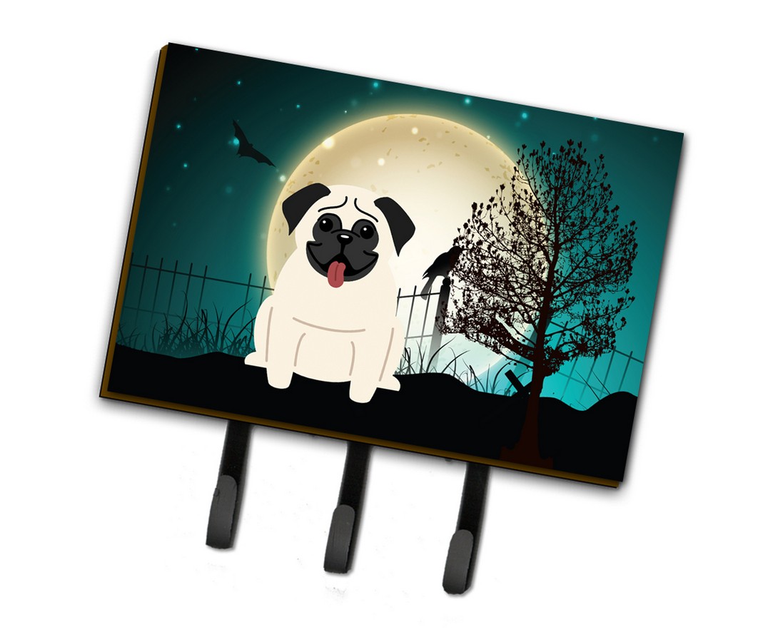 BB2194TH68 Halloween Scary Pug Cream Leash or Key Holder