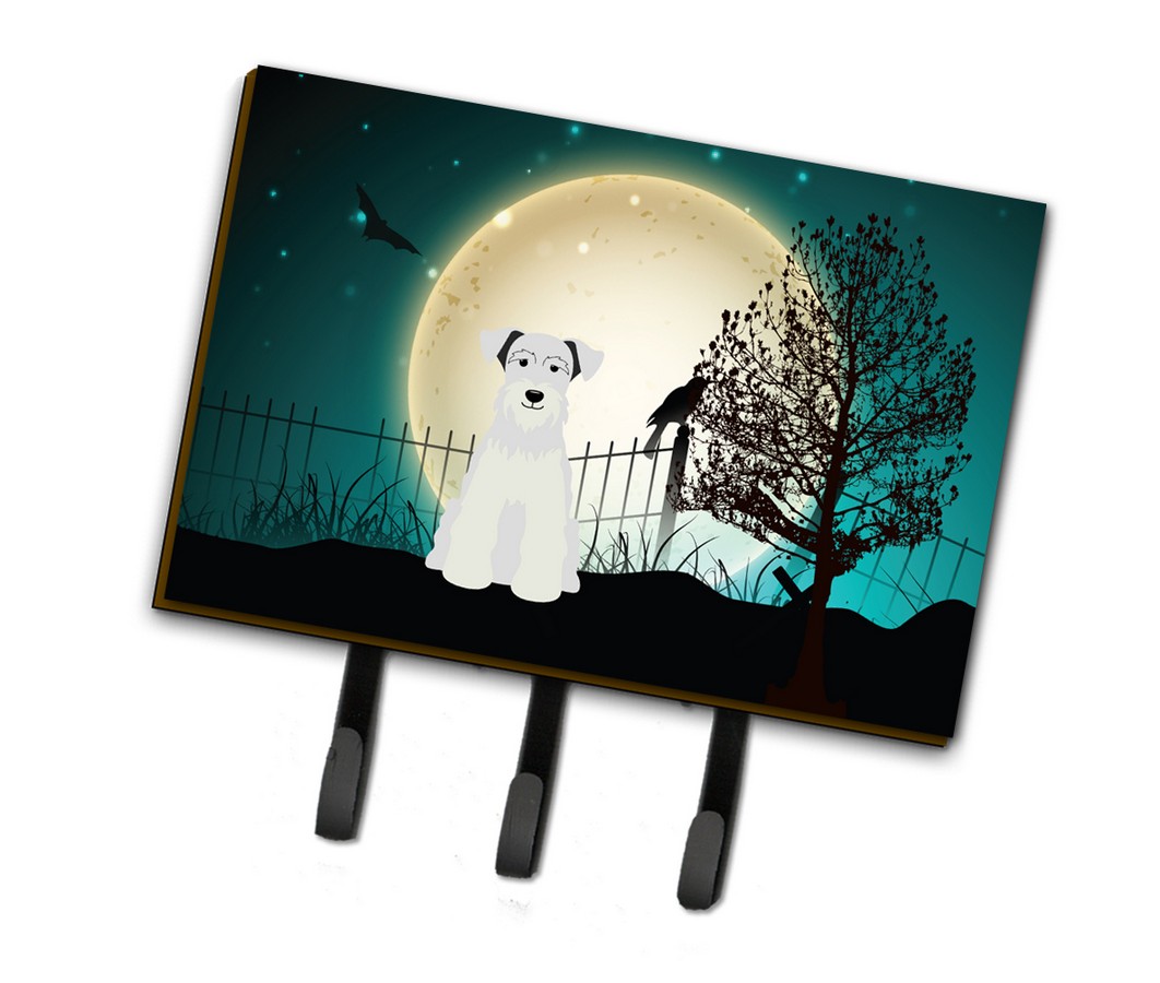 BB2243TH68 Halloween Scary Miniature Schanuzer White Leash or Key Holder
