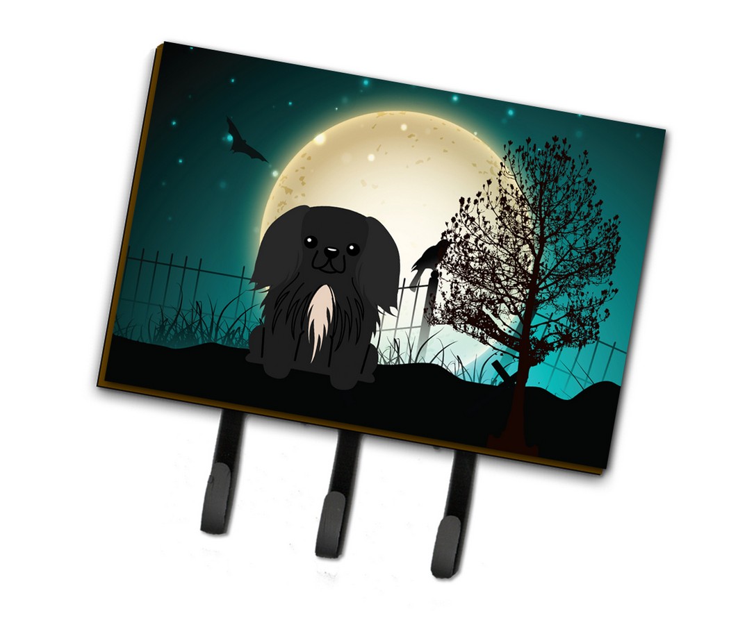 BB2297TH68 Halloween Scary Pekingnese Black Leash or Key Holder