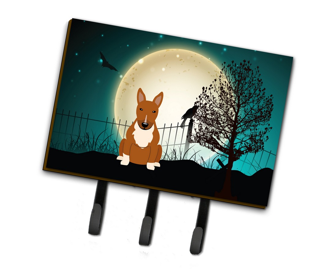 Halloween Scary Bull Terrier Red Leash or Key Holder