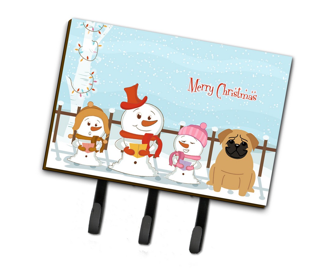 BB2338TH68 Merry Christmas Carolers Pug Brown Leash or Key Holder