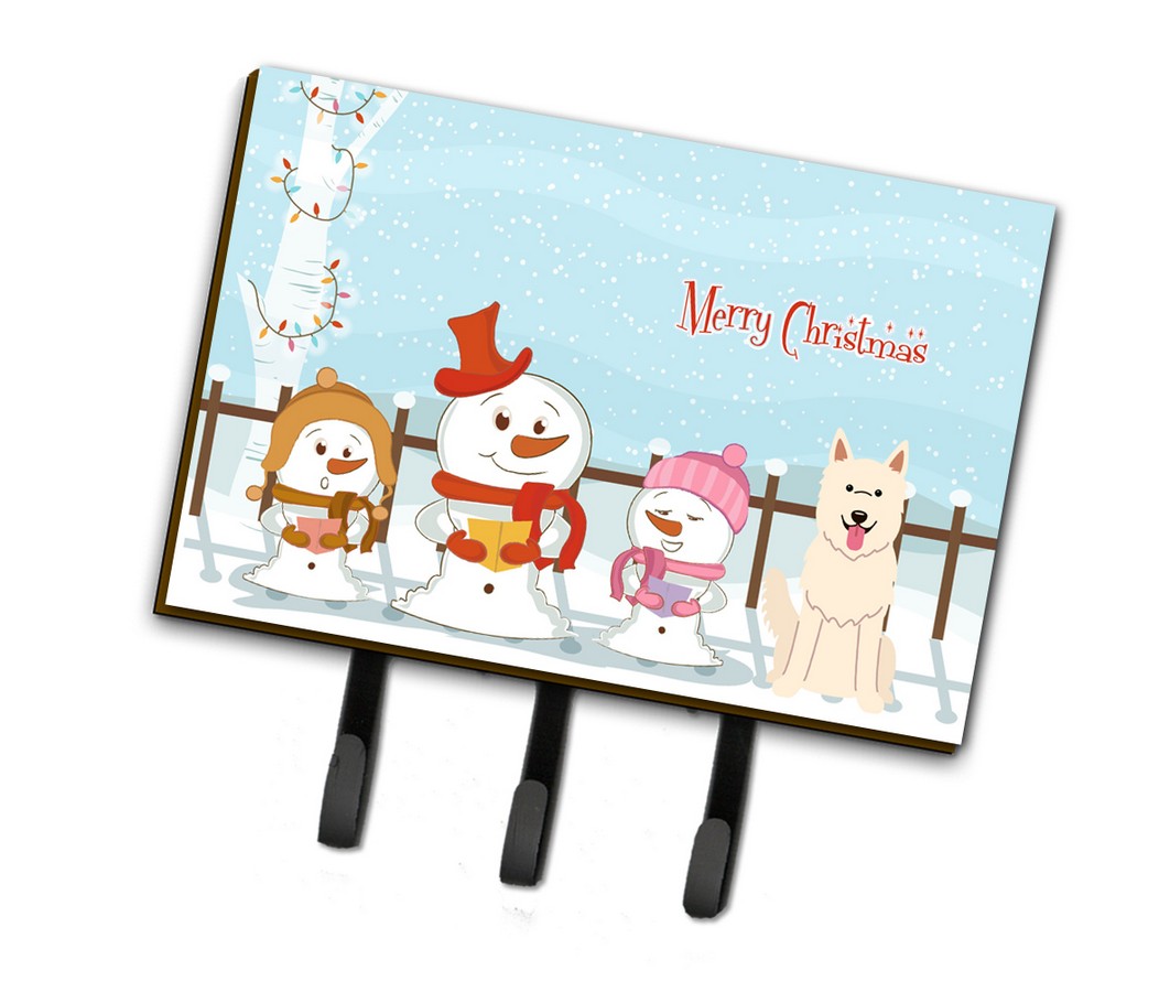 Merry Christmas Carolers White German Shepherd Leash or Key Holder