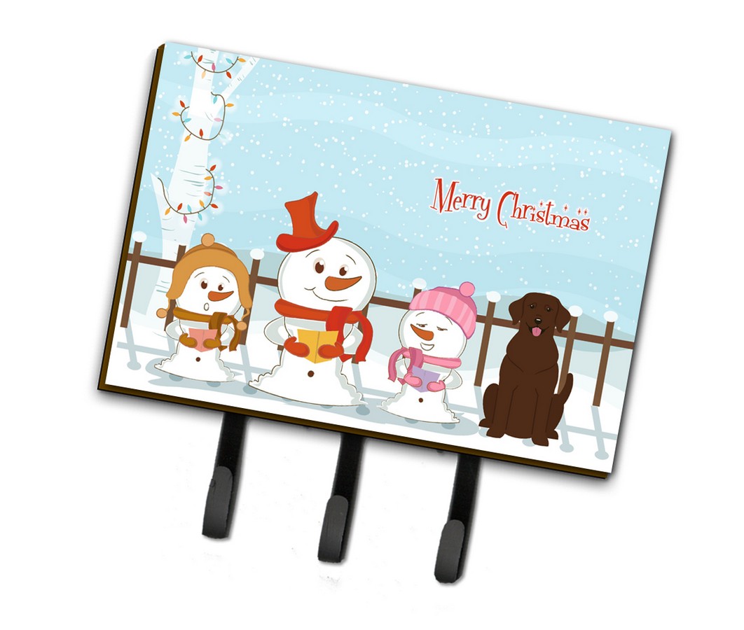 BB2387TH68 Merry Christmas Carolers Chocolate Labrador Leash or Key Holder