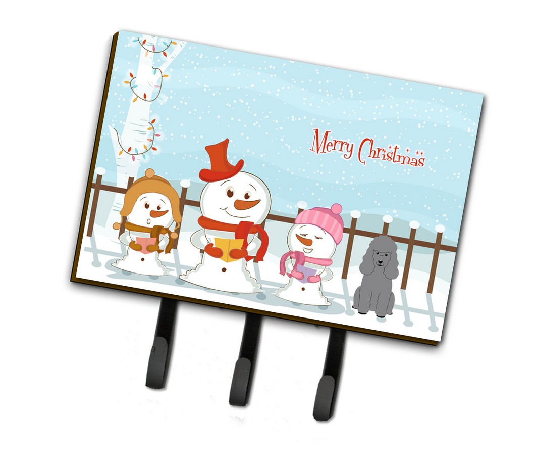Merry Christmas Carolers Poodle Silver Leash or Key Holder