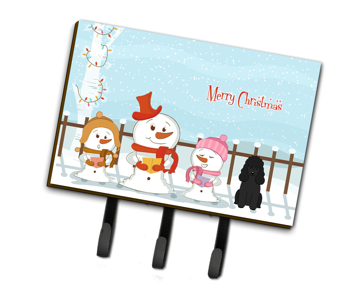 Merry Christmas Carolers Poodle Black Leash or Key Holder