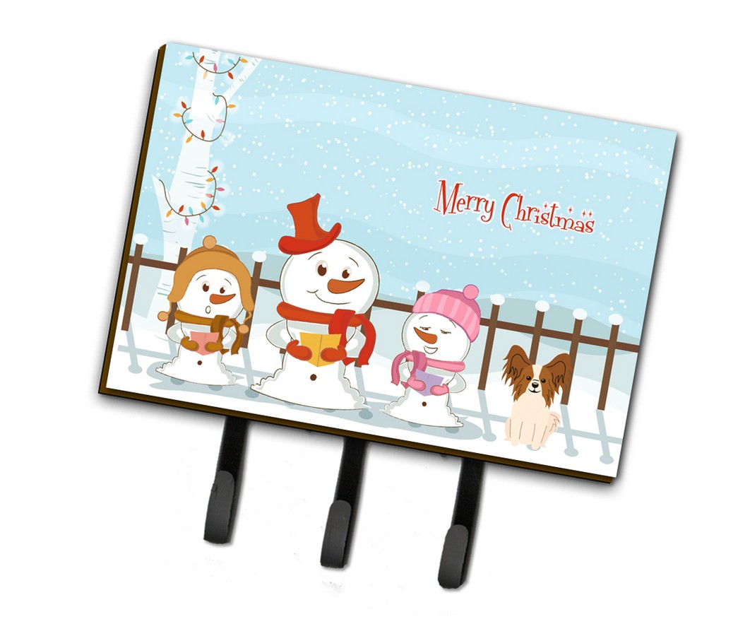 BB2409TH68 Merry Christmas Carolers Papillon Red & White Leash or Key Holder