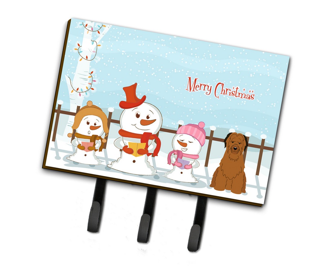 BB2413TH68 Merry Christmas Carolers Briard Brown Leash or Key Holder