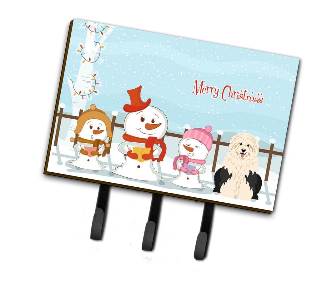 BB2427TH68 Merry Christmas Carolers Old English Sheepdog Leash or Key Holder