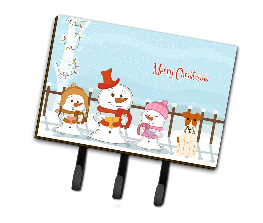 BB2432TH68 Merry Christmas Carolers Wire Fox Terrier Leash or Key Holder