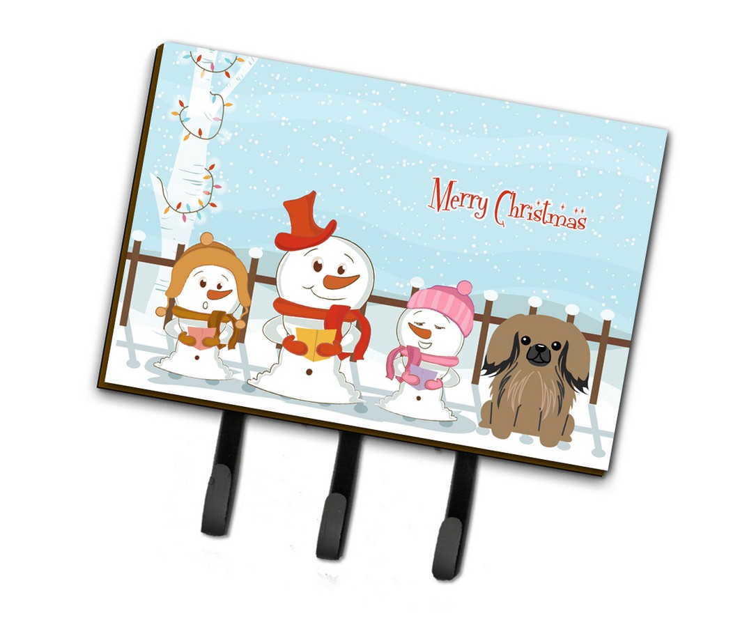 BB2433TH68 Merry Christmas Carolers Pekingnese Tan Leash or Key Holder