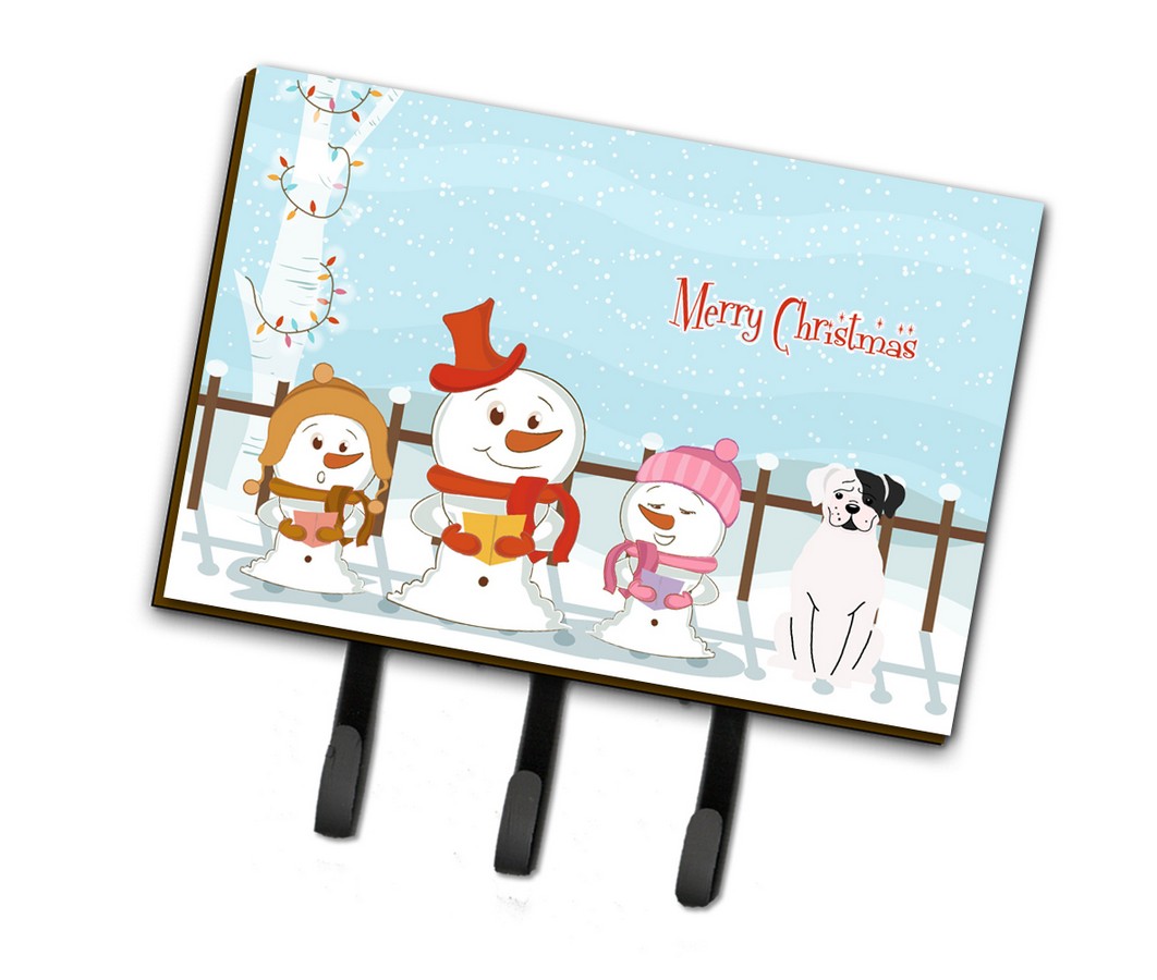 Merry Christmas Carolers White Boxer Cooper Leash or Key Holder