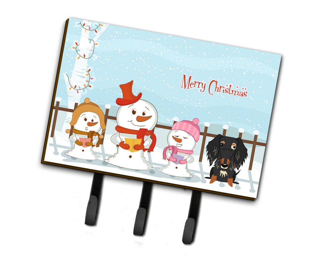 BB2459TH68 Merry Christmas Carolers Wire Haired Dachshund Dapple Leash or Key Holder
