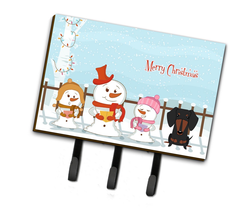 Merry Christmas Carolers Dachshund Black & Tan Leash or Key Holder