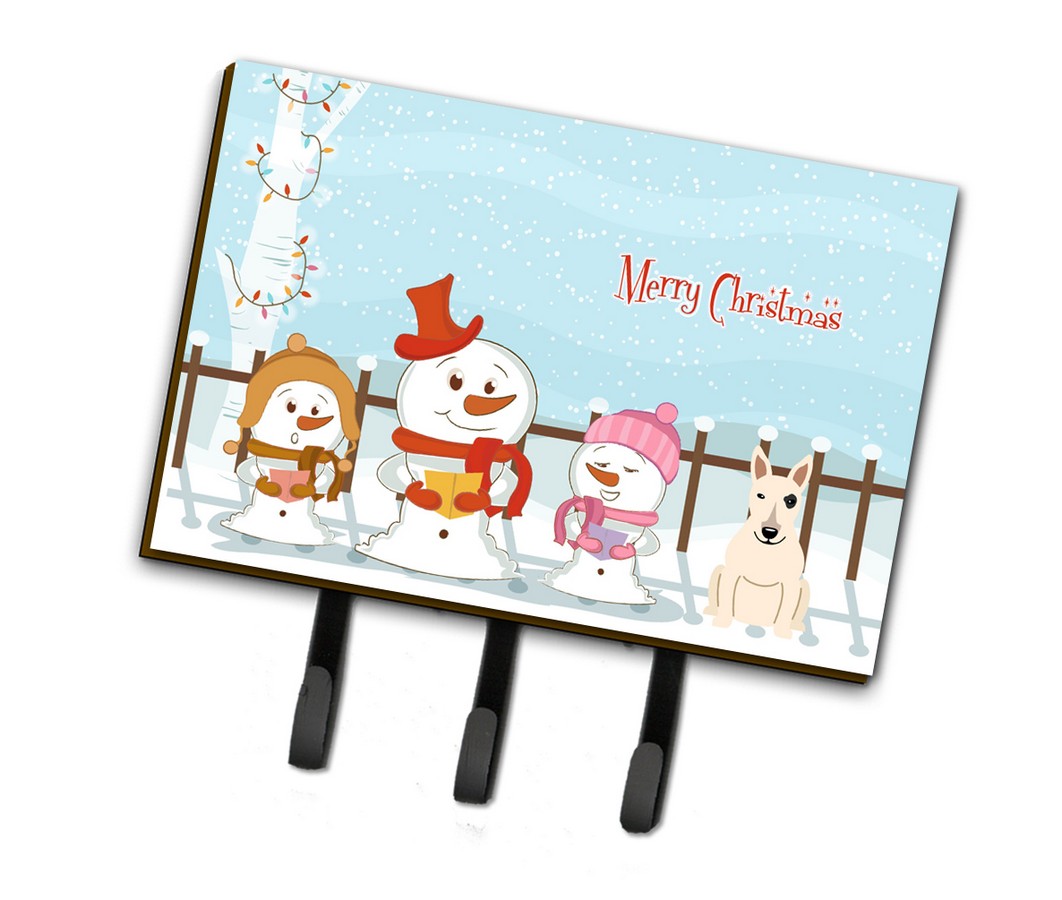 Merry Christmas Carolers Bull Terrier White Leash or Key Holder
