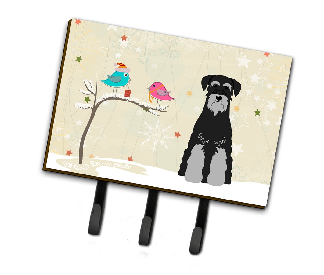 Christmas Presents Between Friends Standard Schnauzer Black & Grey Leash or Key Holder