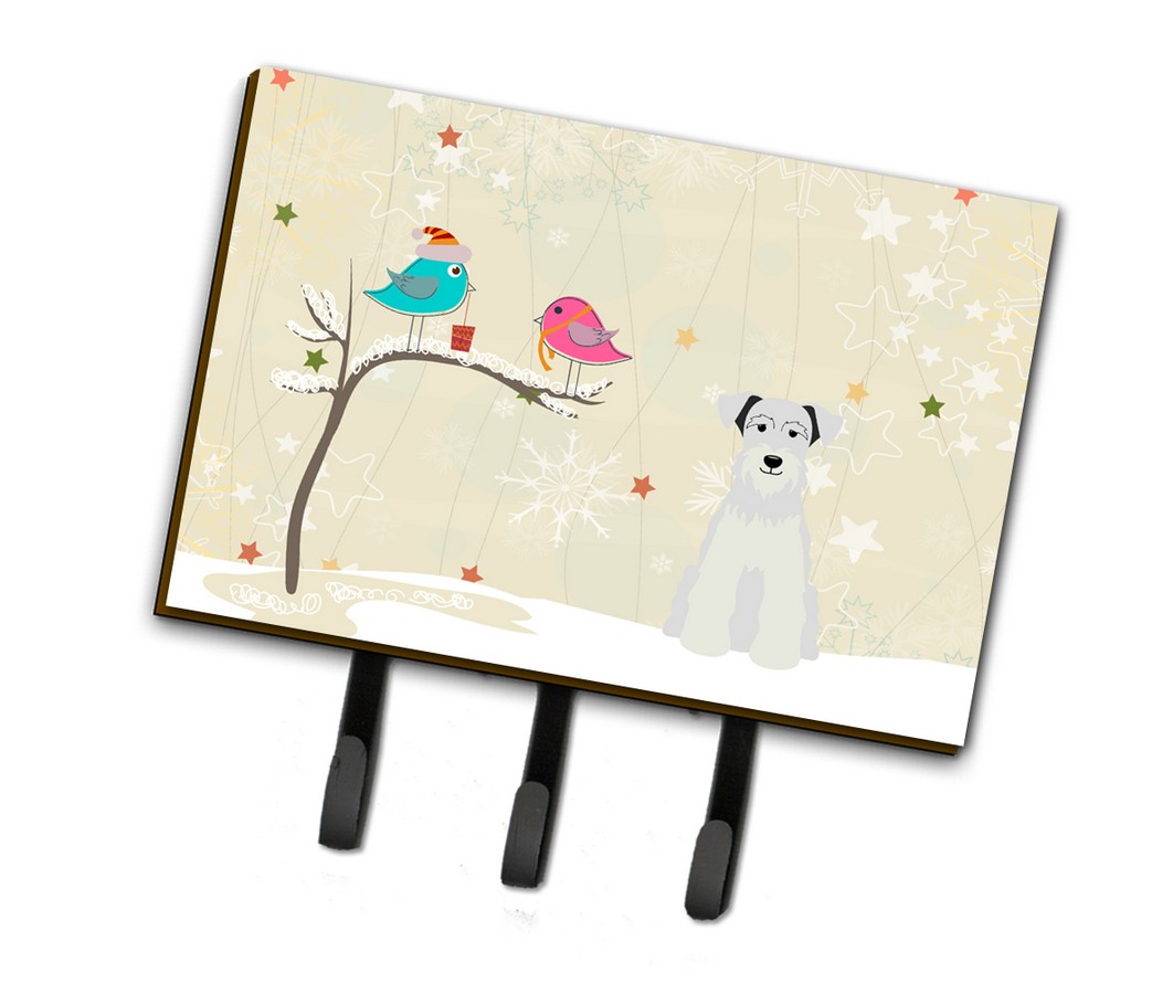 BB2525TH68 Christmas Presents Between Friends Miniature Schanuzer White Leash or Key Holder