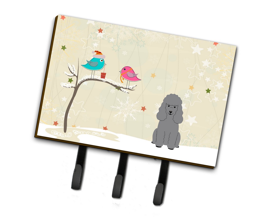 Picture of Carolines Treasures BB2540TH68 Christmas Presents Between Friends Poodle Silver Leash or Key Holder