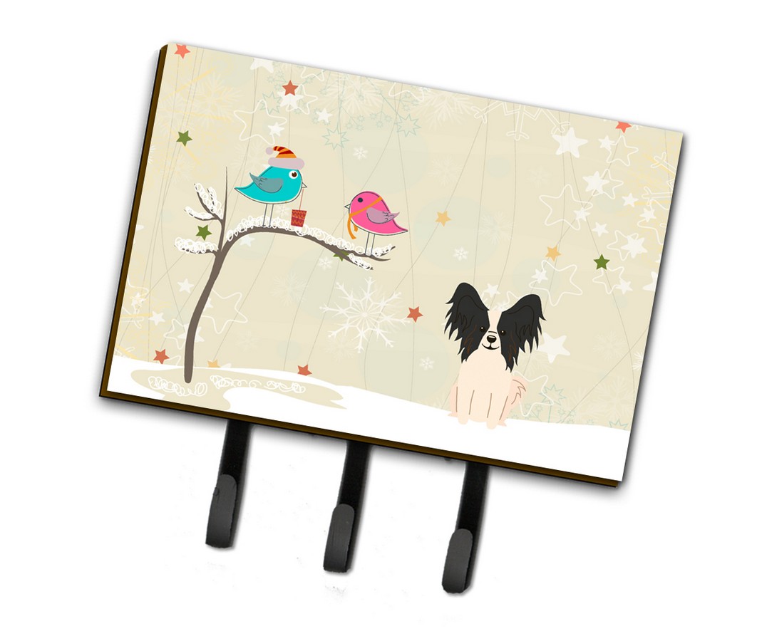 Christmas Presents Between Friends Papillon Black & White Leash or Key Holder