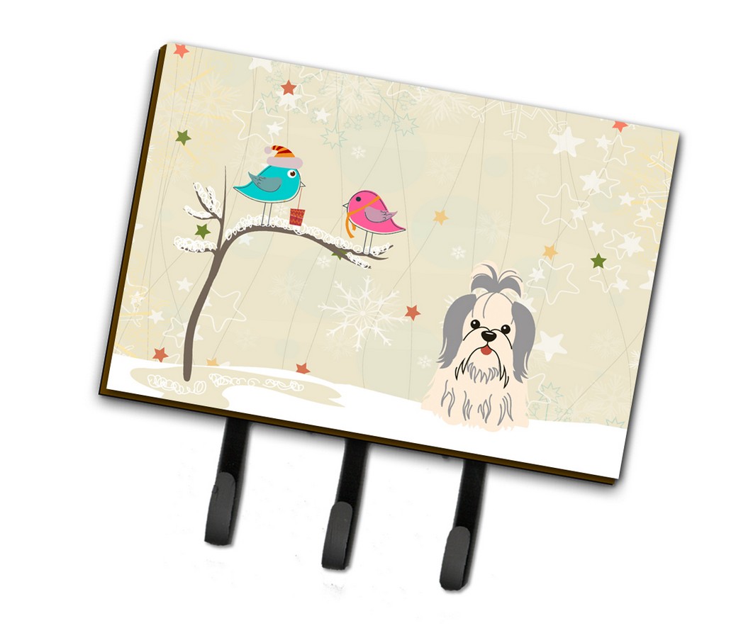 Christmas Presents Between Friends Shih Tzu Silver & White Leash or Key Holder