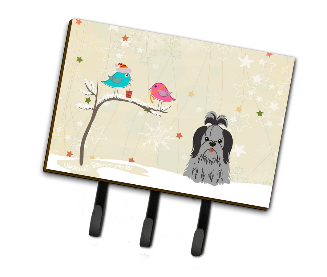 Christmas Presents Between Friends Shih Tzu Black & Silver Leash or Key Holder