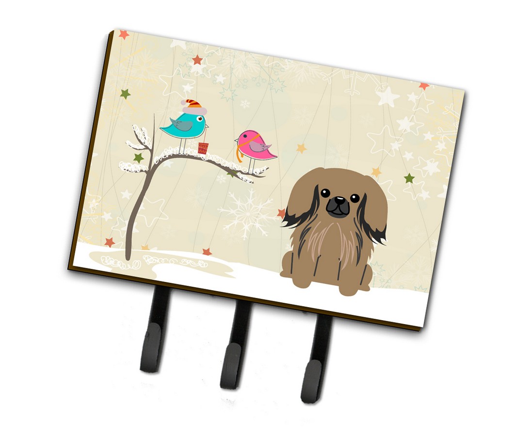 BB2574TH68 Christmas Presents Between Friends Pekingnese Tan Leash or Key Holder
