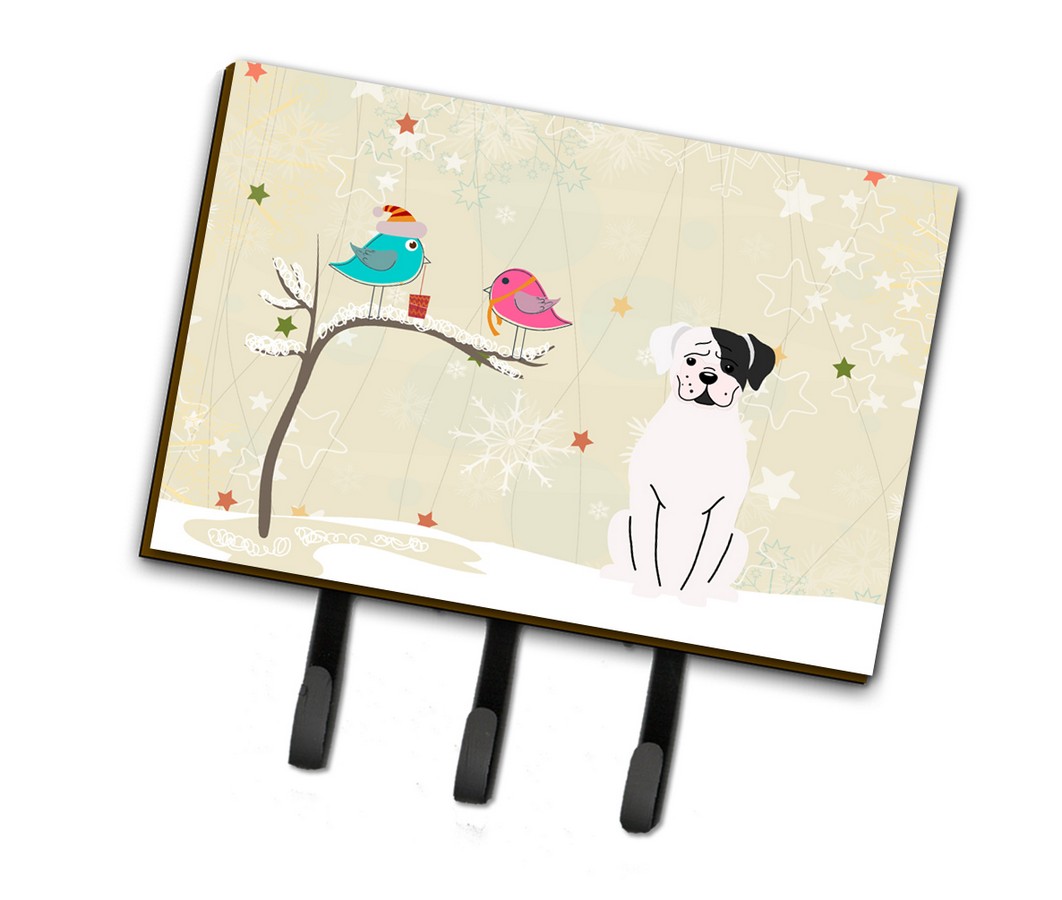 Christmas Presents Between Friends White Boxer Cooper Leash or Key Holder