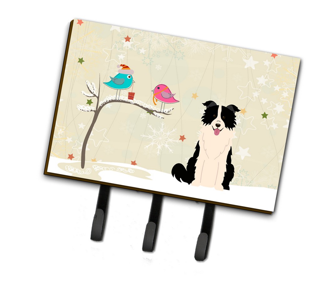 BB2590TH68 Christmas Presents Between Friends Border Collie Black & White Leash or Key Holder