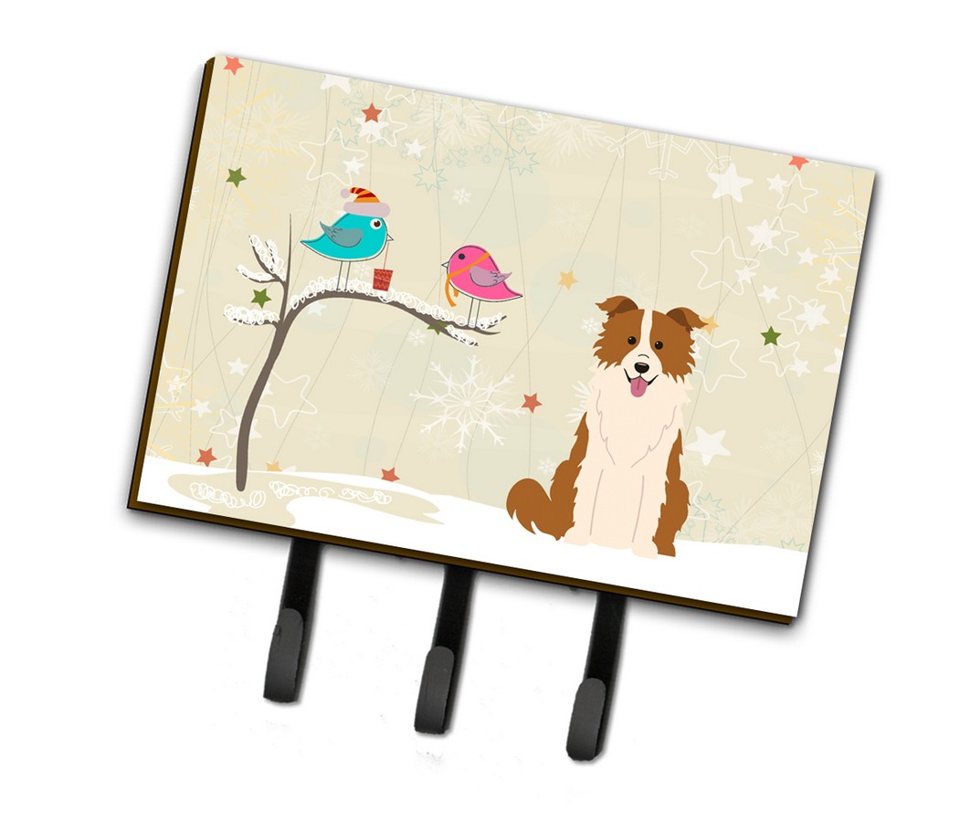 BB2591TH68 Christmas Presents Between Friends Border Collie Red & White Leash or Key Holder