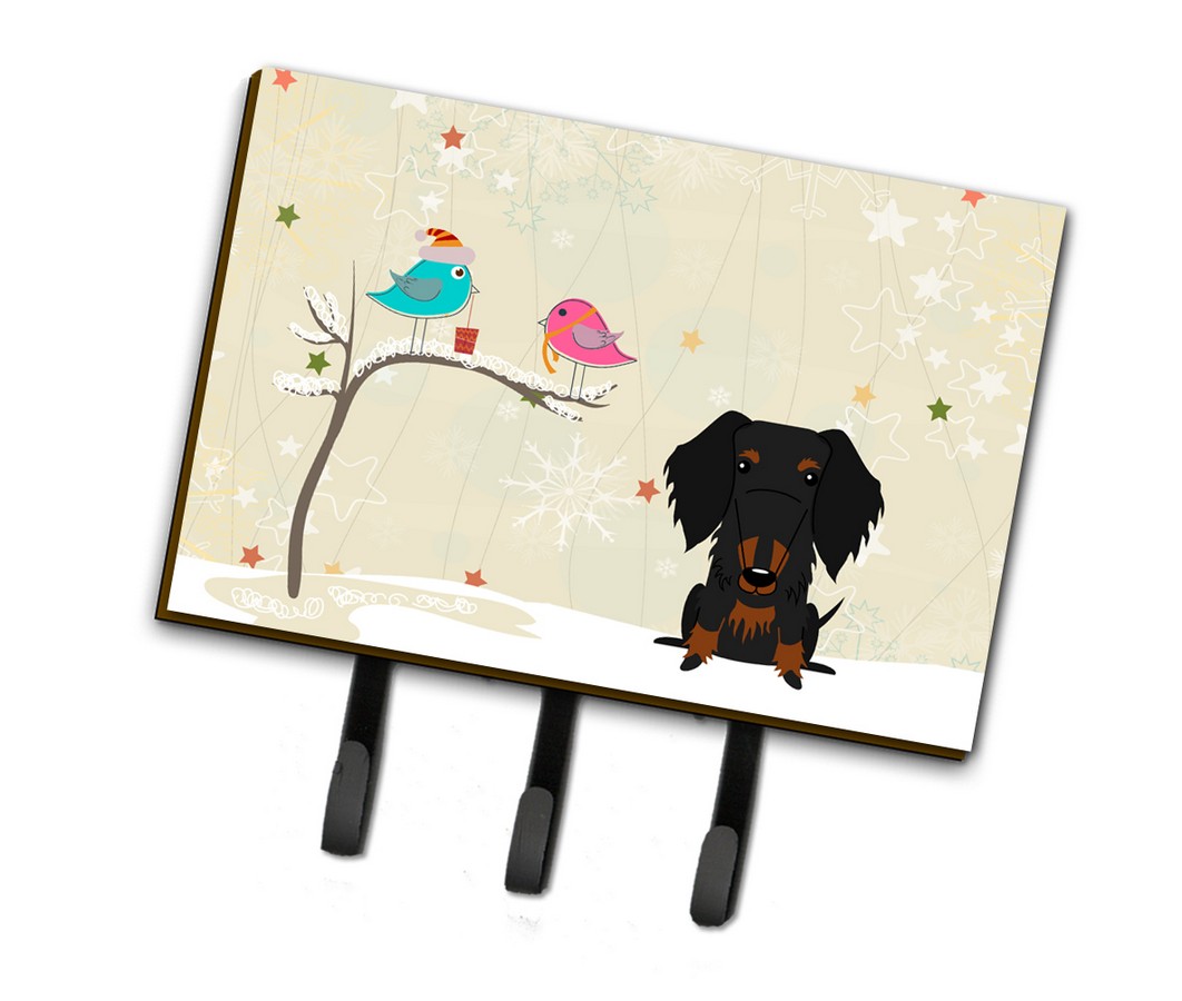 BB2599TH68 Christmas Presents Between Friends Wire Haired Dachshund Black & Tan Leash or Key Holder