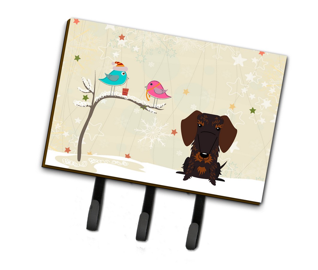 Christmas Presents Between Friends Wire Haired Dachshund Chocolate Leash or Key Holder
